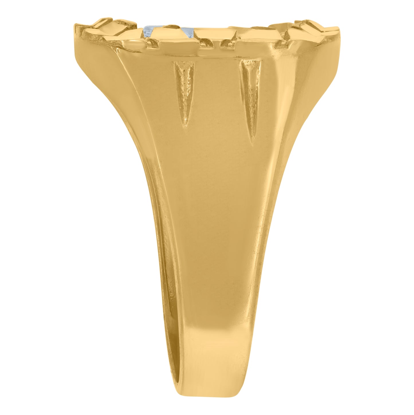 10K Yellow Gold Mens Cubic Zirconia Nugget Fashion Ring