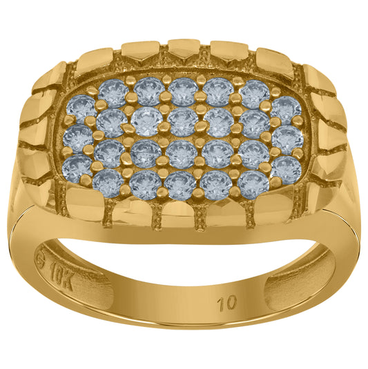 10K Yellow Gold Mens Cubic Zirconia Nugget Fashion Ring