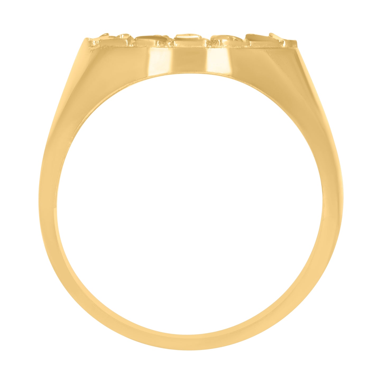 10K Yellow Gold Mens Cubic Zirconia Round Head Nugget Fashion Ring