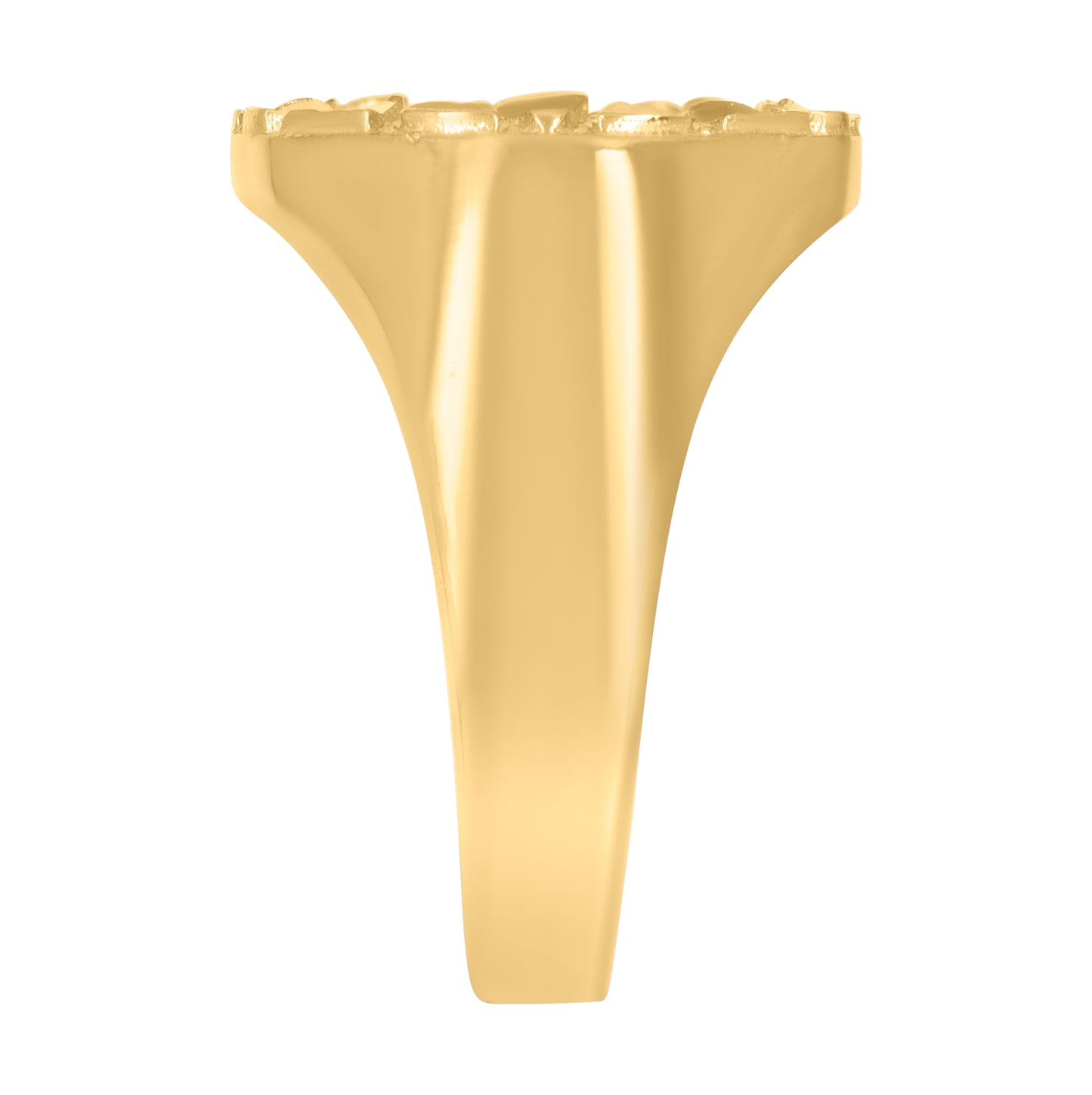 10K Yellow Gold Mens Cubic Zirconia Round Head Nugget Fashion Ring