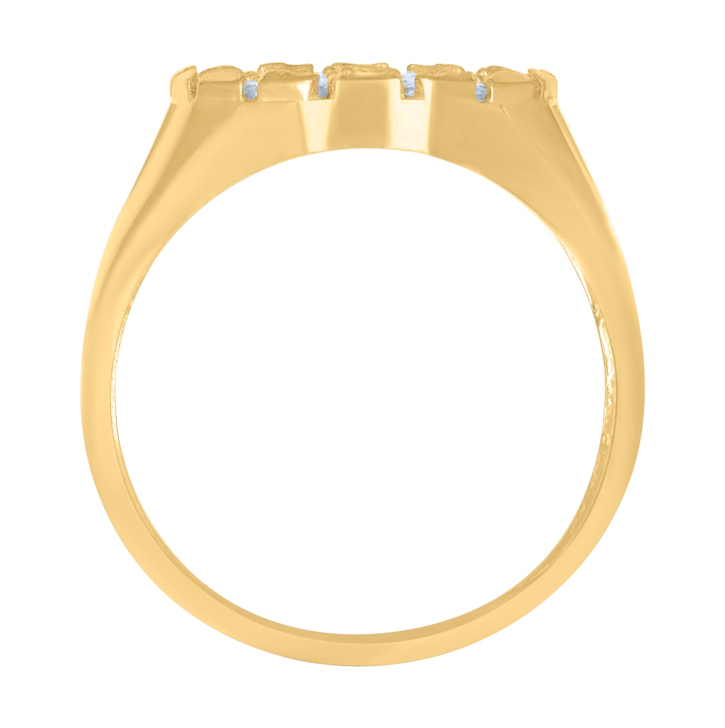10K Yellow Gold Mens Cubic Zirconia Round Head Fashion Ring