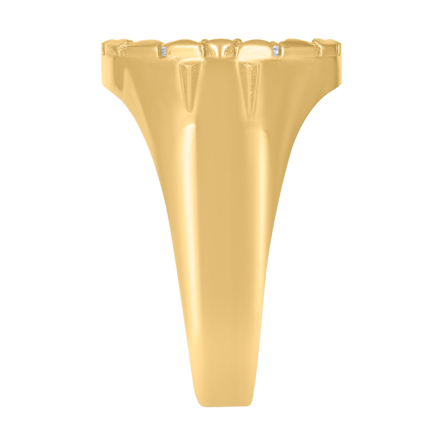 10K Yellow Gold Mens Cubic Zirconia Round Head Fashion Ring
