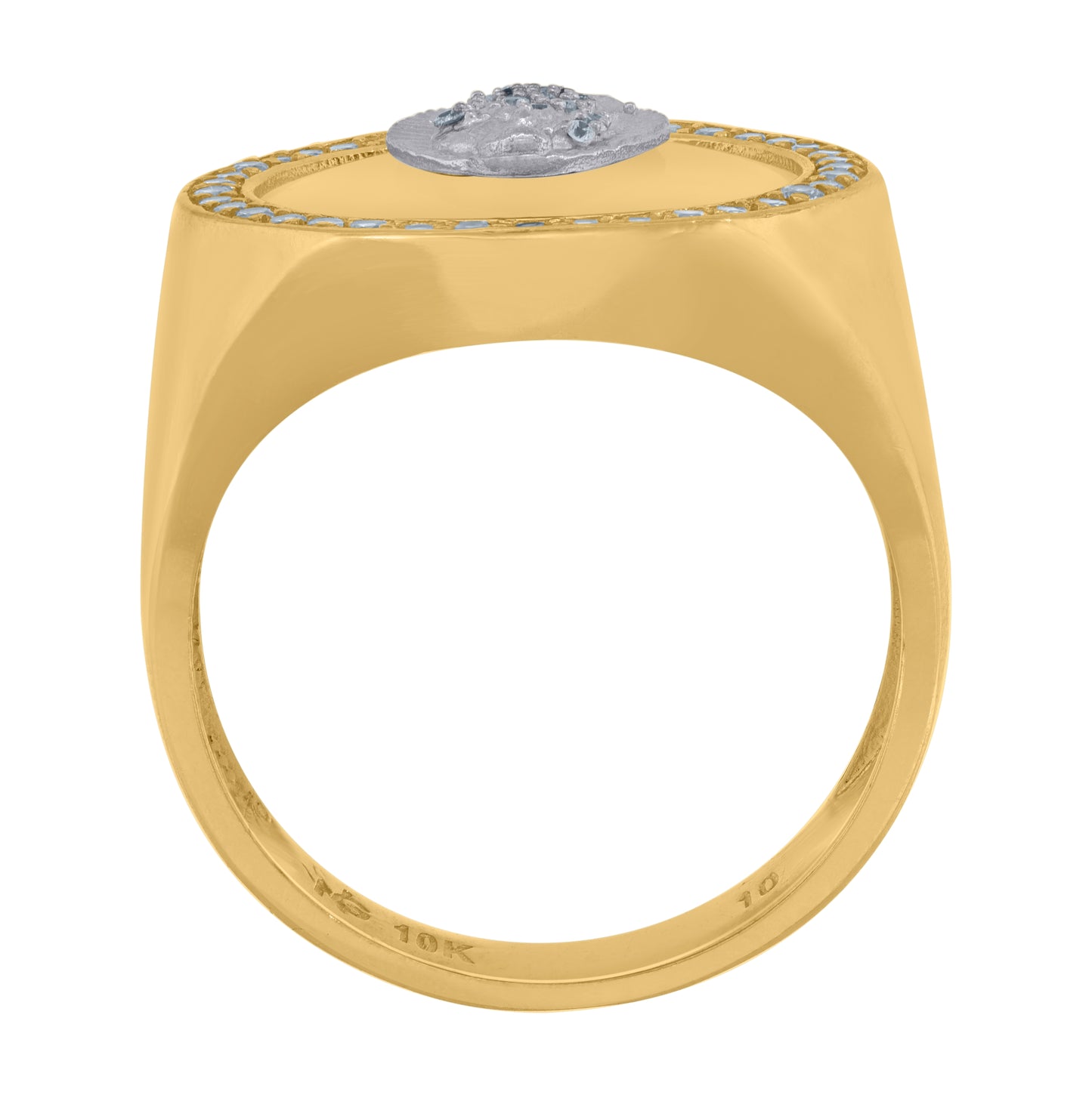 10K Two-Tone Gold Mens Cubic Zirconia Guadalupe Religious Ring