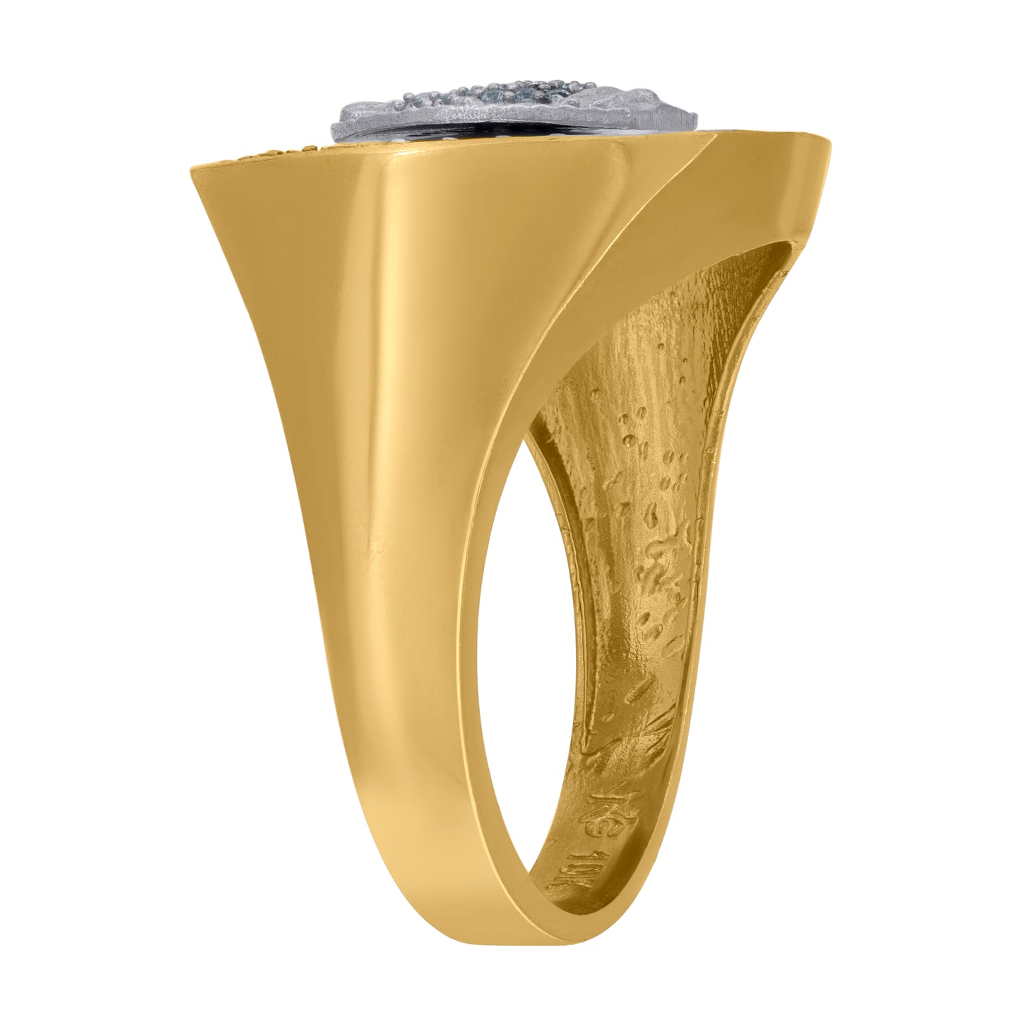 10K Two-Tone Gold Mens Cubic Zirconia Guadalupe Religious Ring