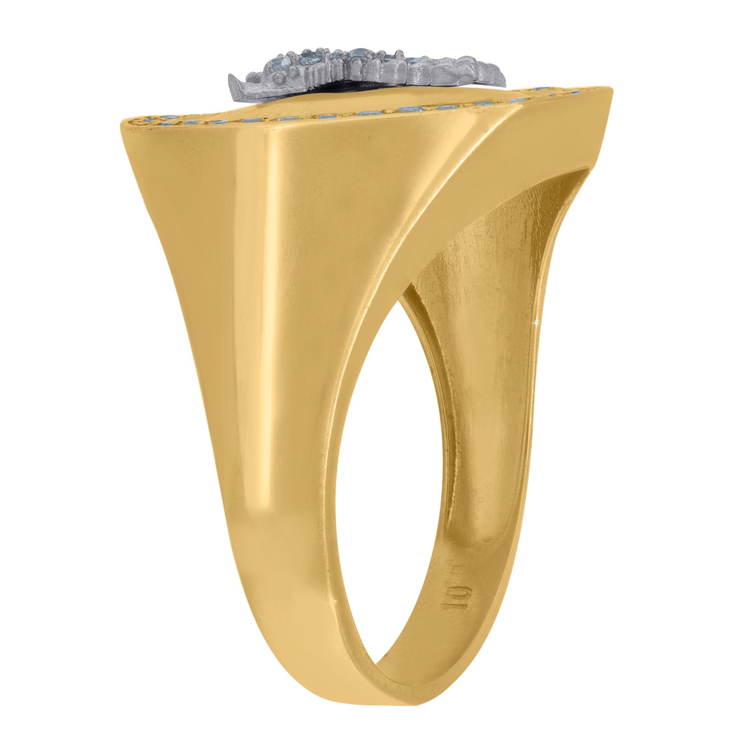 10K Two-Tone Gold Mens Cubic-Zirconia Eagle Bird Wildlife Ring