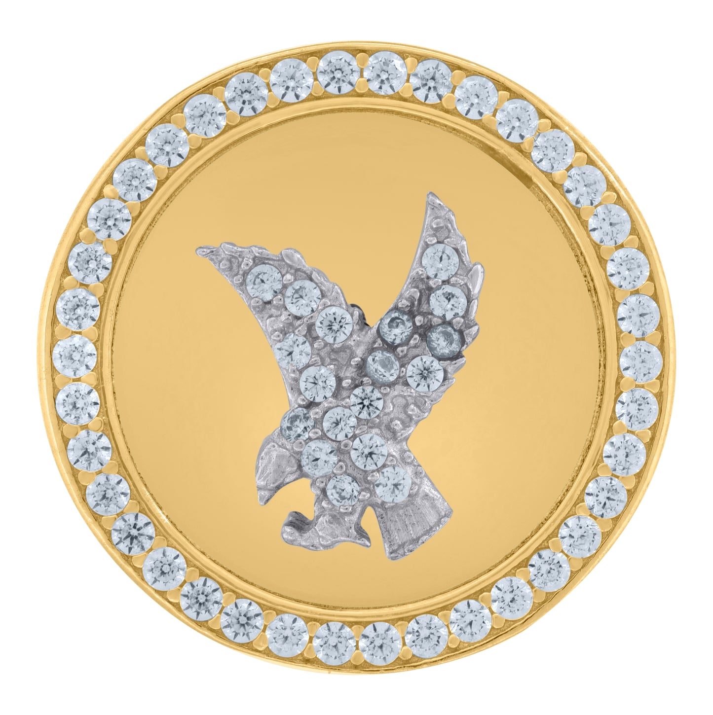 10K Two-Tone Gold Mens Cubic-Zirconia Eagle Bird Wildlife Ring