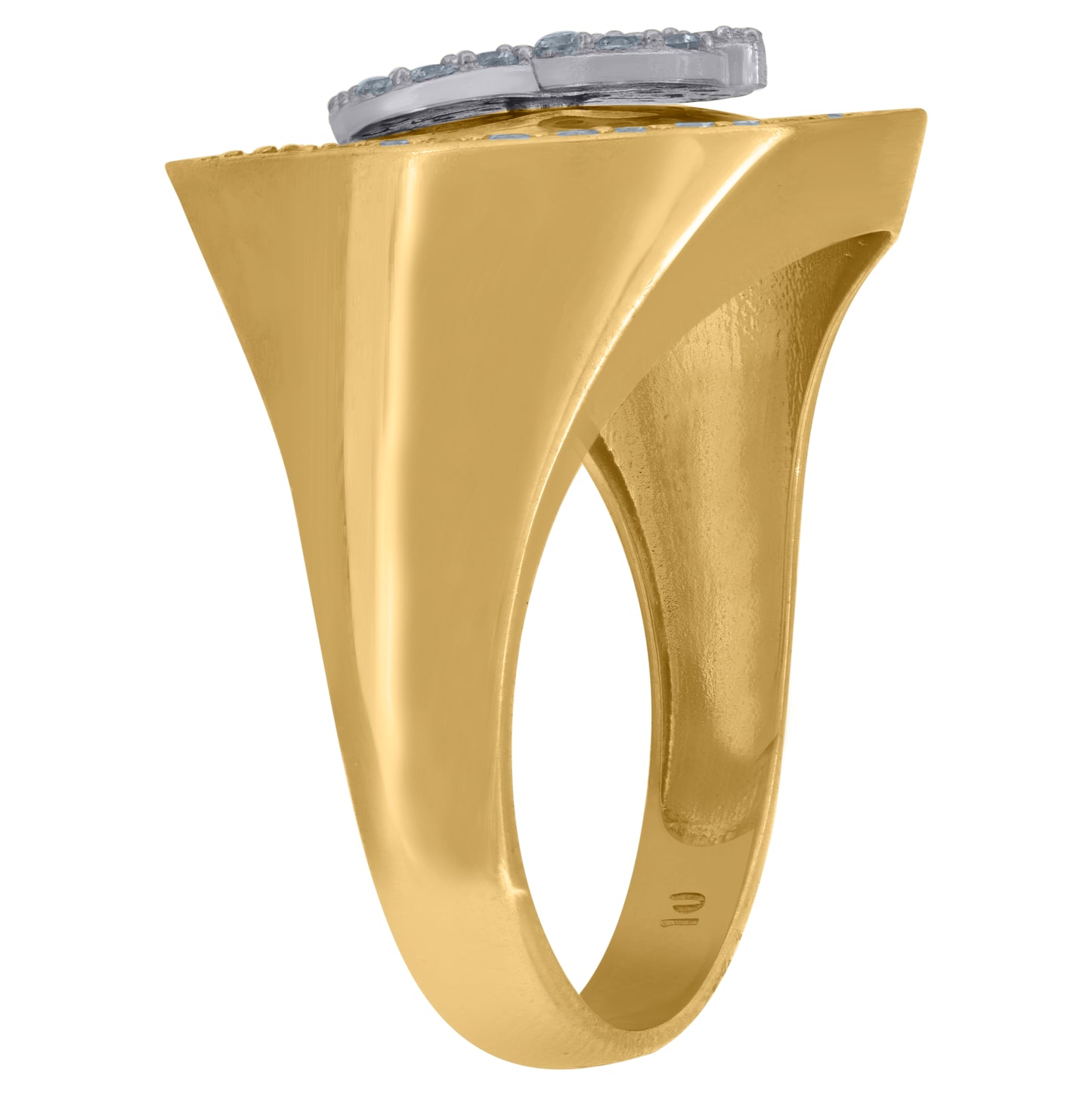 10K Two-Tone Gold Mens Cubic Zirconia Dollar Sign Ring