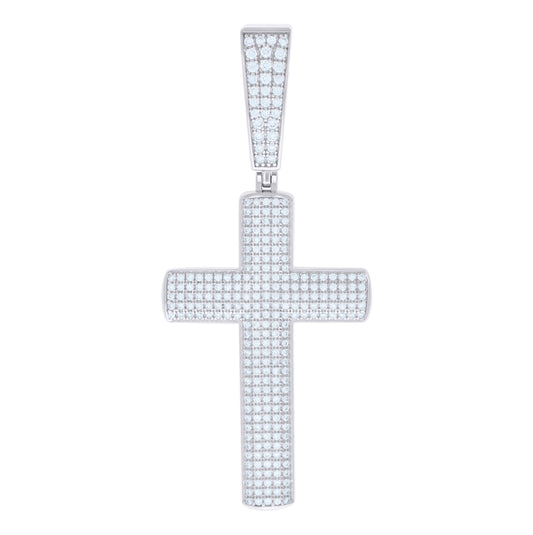 Sterling Silver Unisex Cubic Zirconia Cross Religious Charm Pendant