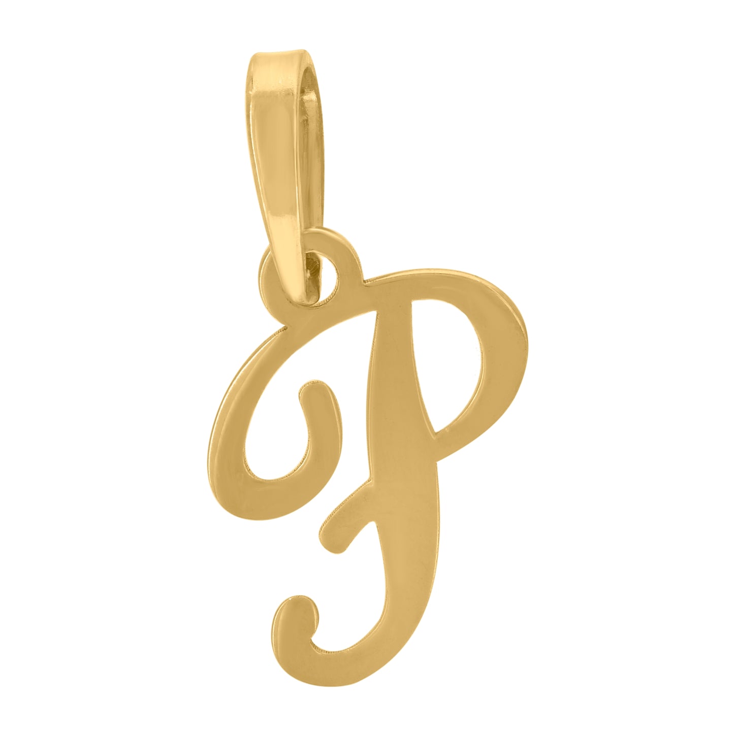 Sterling Silver Or Yellow-tone Unisex Cursive Initial Alphabet Charm Pendant