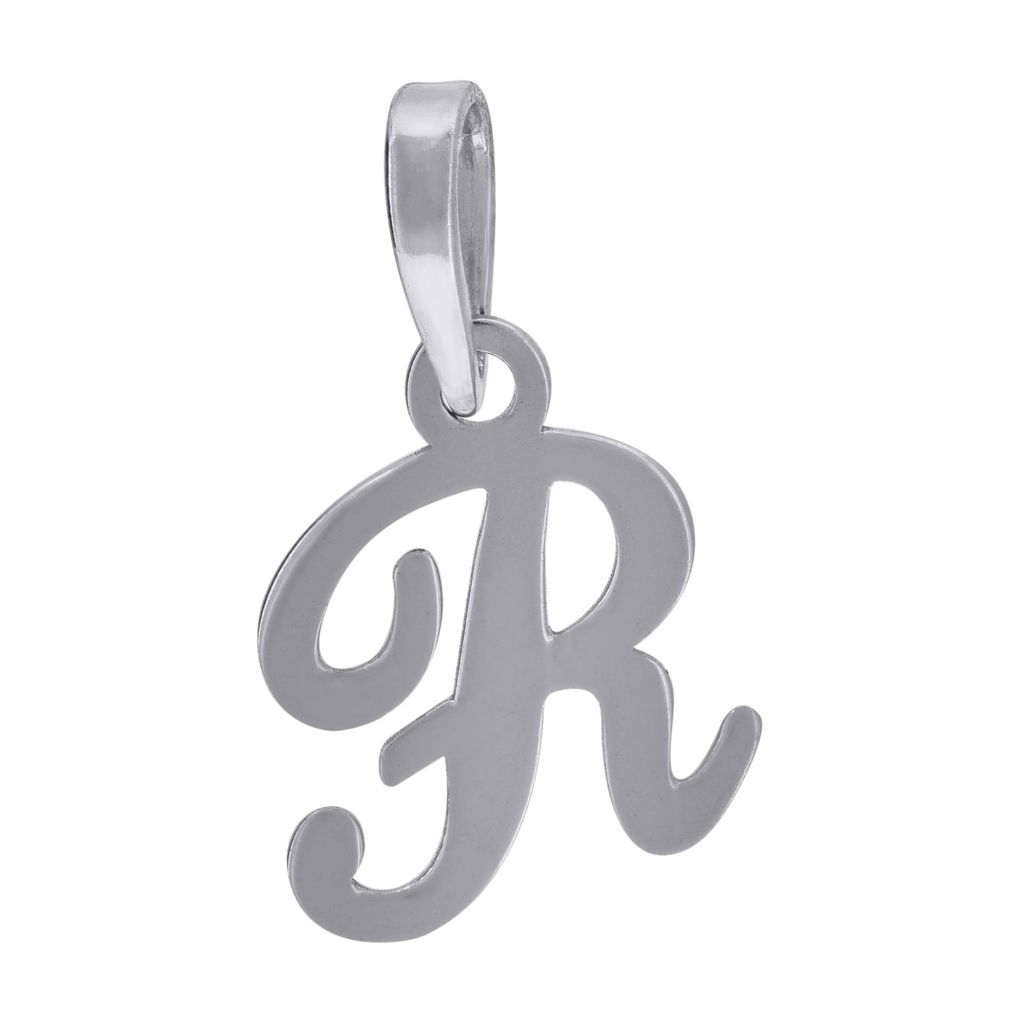 Sterling Silver Or Yellow-tone Unisex Cursive Initial Alphabet Charm Pendant