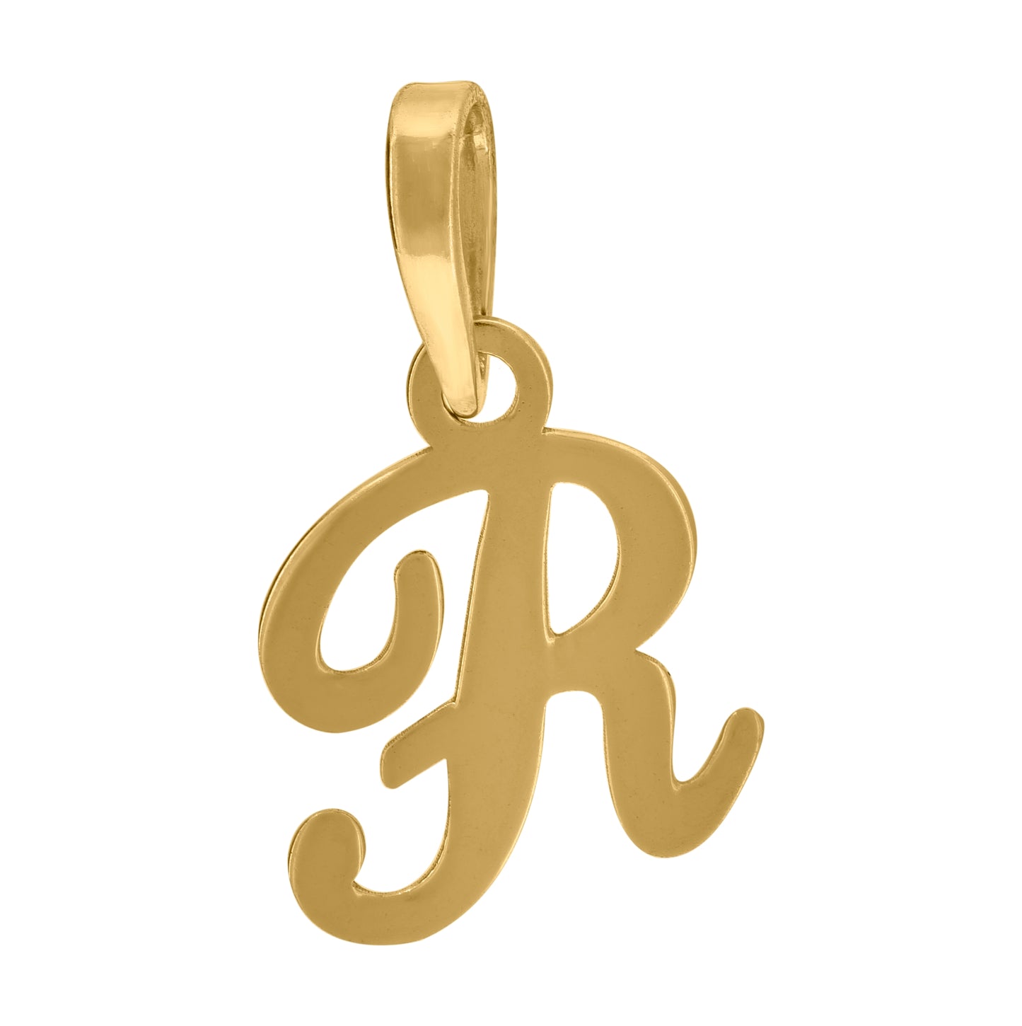 Sterling Silver Or Yellow-tone Unisex Cursive Initial Alphabet Charm Pendant