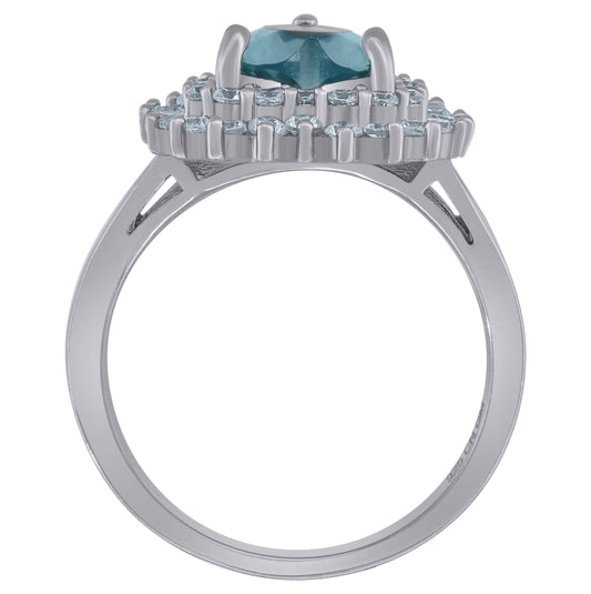 Sterling Silver Womens Cubic Zirconia Heart Bridal Anniversary Engagement Wedding Ring