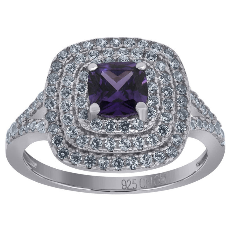 925 Sterling Silver Womens Princess Cut Cubic Zirconia Fashion Bridal Anniversary Engagement Wedding Ring