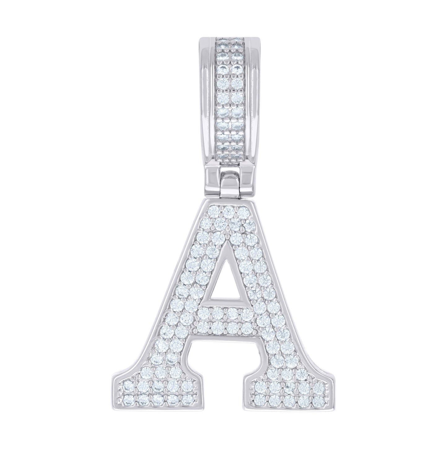 Sterling Silver Or Yellow-tone Unisex Cubic-Zirconia Initial Letter Charm Pendant
