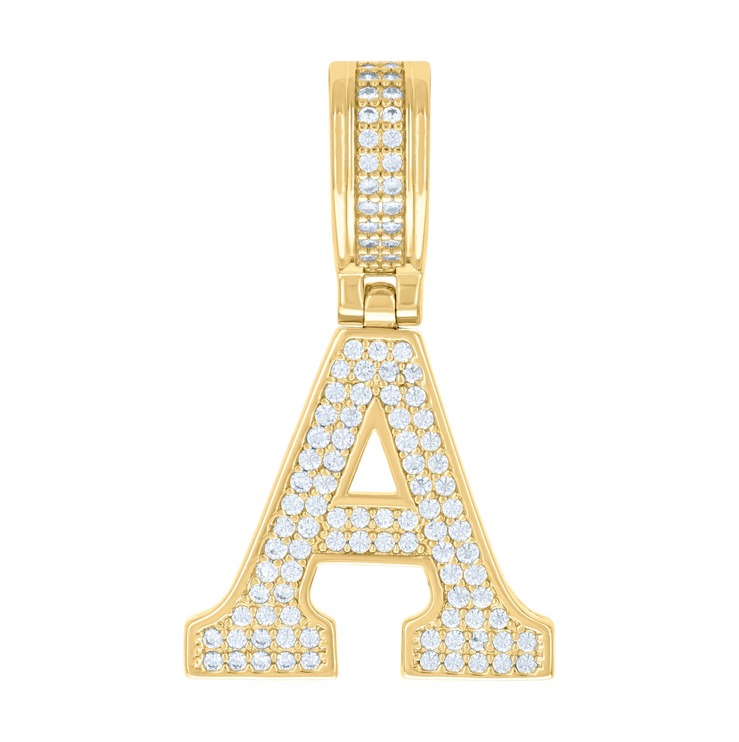 Sterling Silver Or Yellow-tone Unisex Cubic-Zirconia Initial Letter Charm Pendant