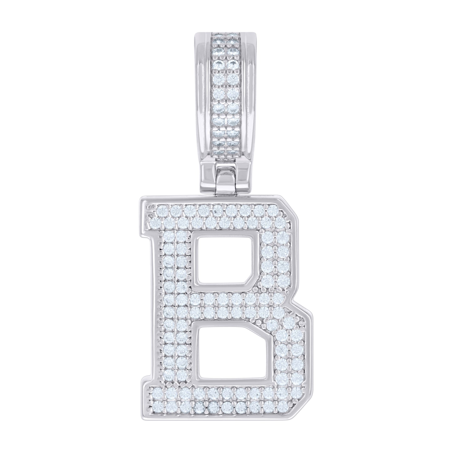 Sterling Silver Or Yellow-tone Unisex Cubic-Zirconia Initial Letter Charm Pendant