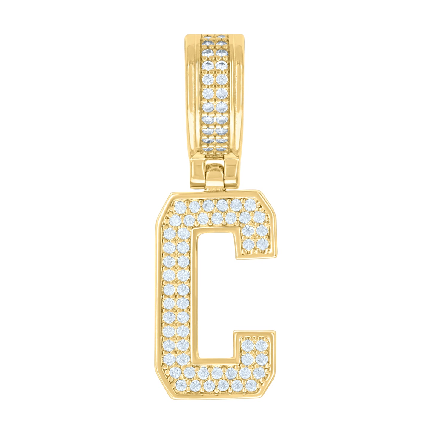 Sterling Silver Or Yellow-tone Unisex Cubic-Zirconia Initial Letter Charm Pendant