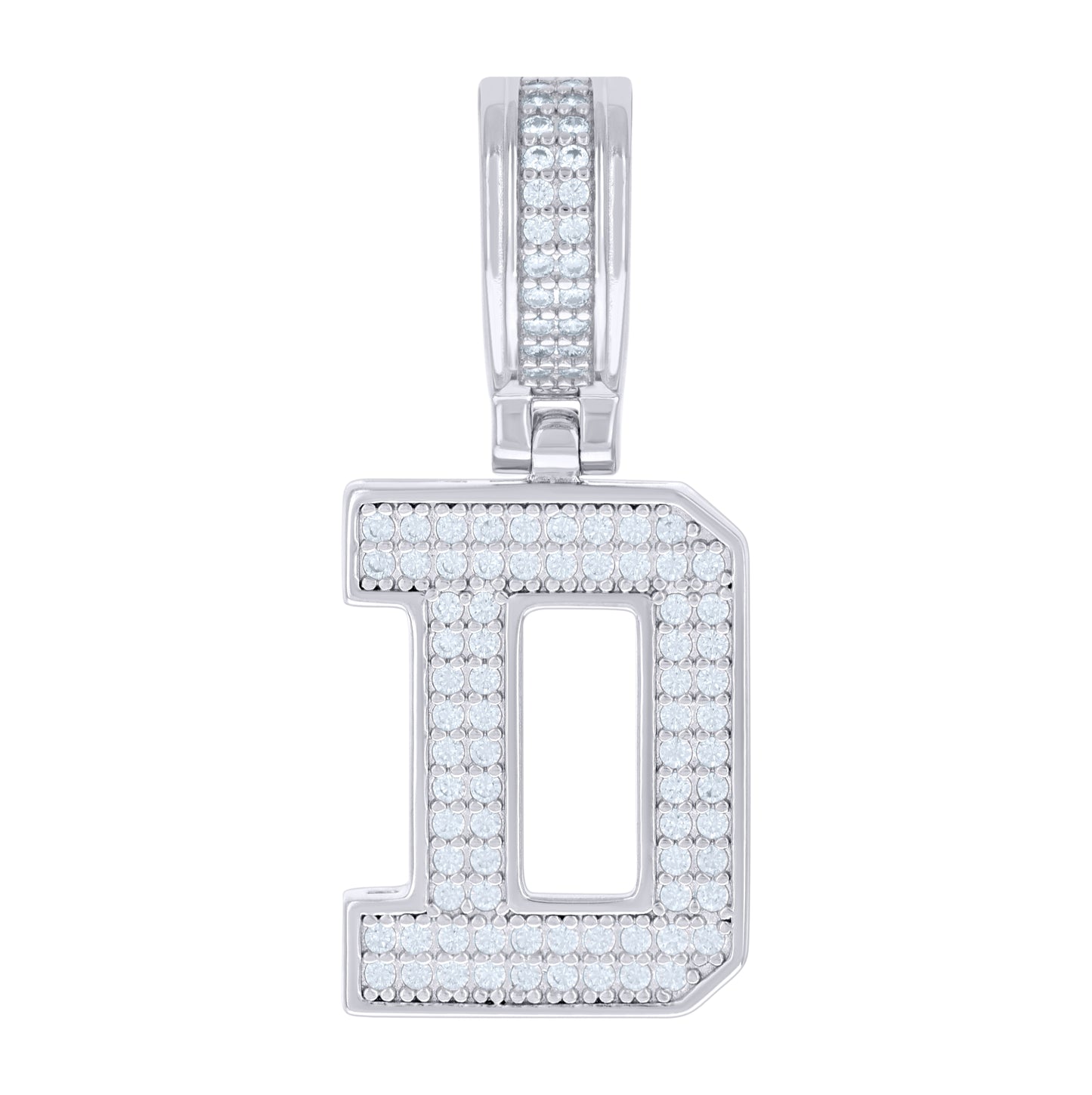 Sterling Silver Or Yellow-tone Unisex Cubic-Zirconia Initial Letter Charm Pendant
