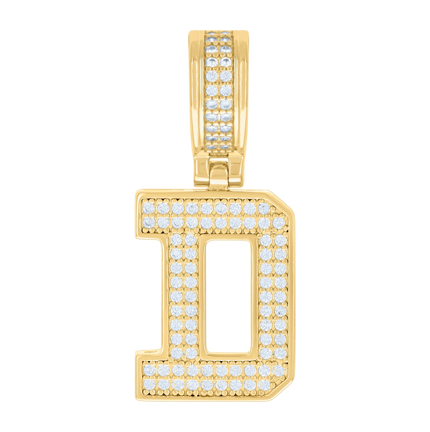 Sterling Silver Or Yellow-tone Unisex Cubic-Zirconia Initial Letter Charm Pendant