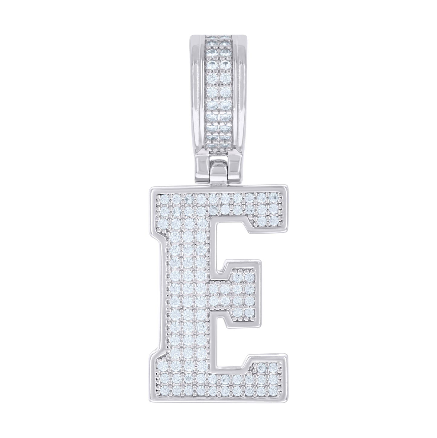 Sterling Silver Or Yellow-tone Unisex Cubic-Zirconia Initial Letter Charm Pendant