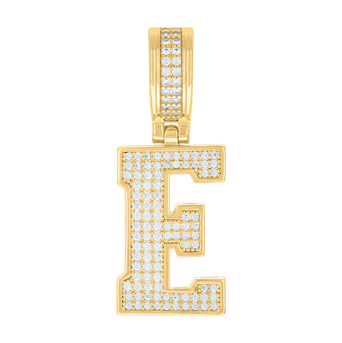 Sterling Silver Or Yellow-tone Unisex Cubic-Zirconia Initial Letter Charm Pendant