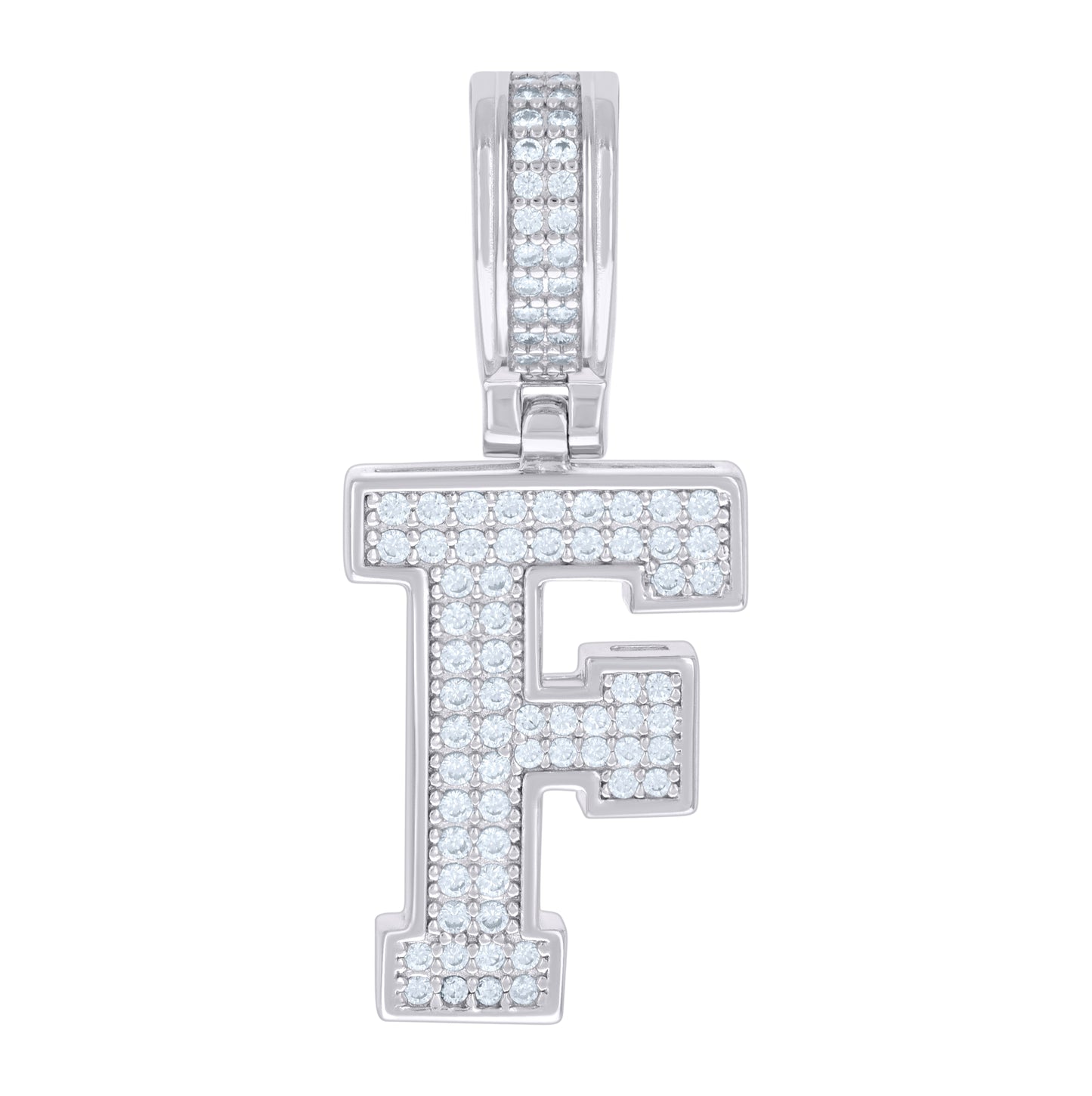 Sterling Silver Or Yellow-tone Unisex Cubic-Zirconia Initial Letter Charm Pendant