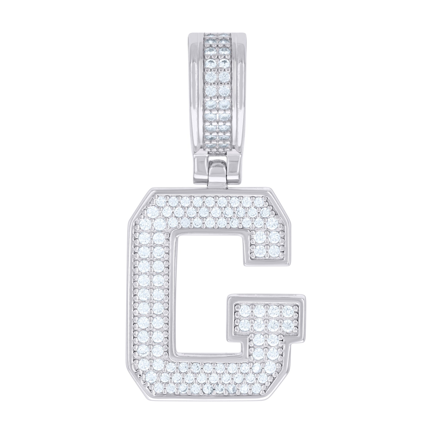 Sterling Silver Or Yellow-tone Unisex Cubic-Zirconia Initial Letter Charm Pendant