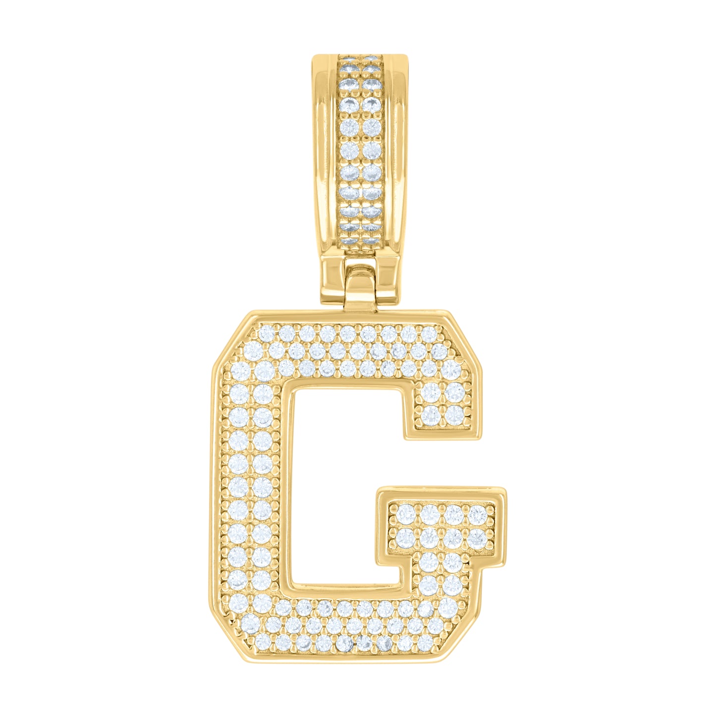 Sterling Silver Or Yellow-tone Unisex Cubic-Zirconia Initial Letter Charm Pendant