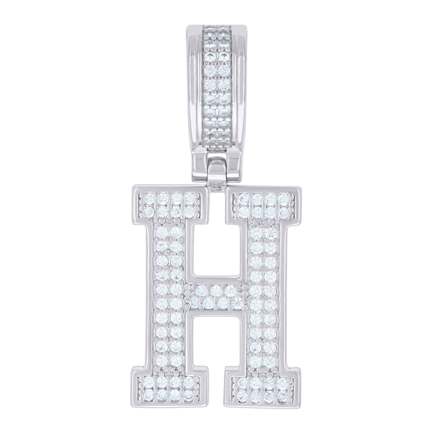 Sterling Silver Or Yellow-tone Unisex Cubic-Zirconia Initial Letter Charm Pendant