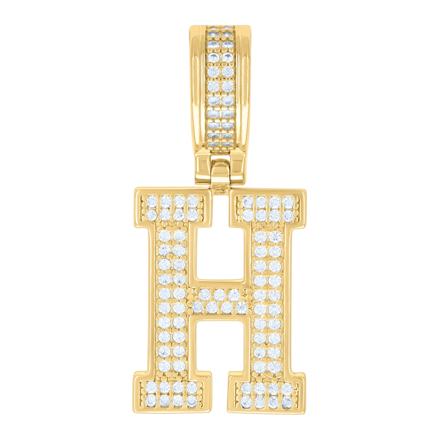 Sterling Silver Or Yellow-tone Unisex Cubic-Zirconia Initial Letter Charm Pendant