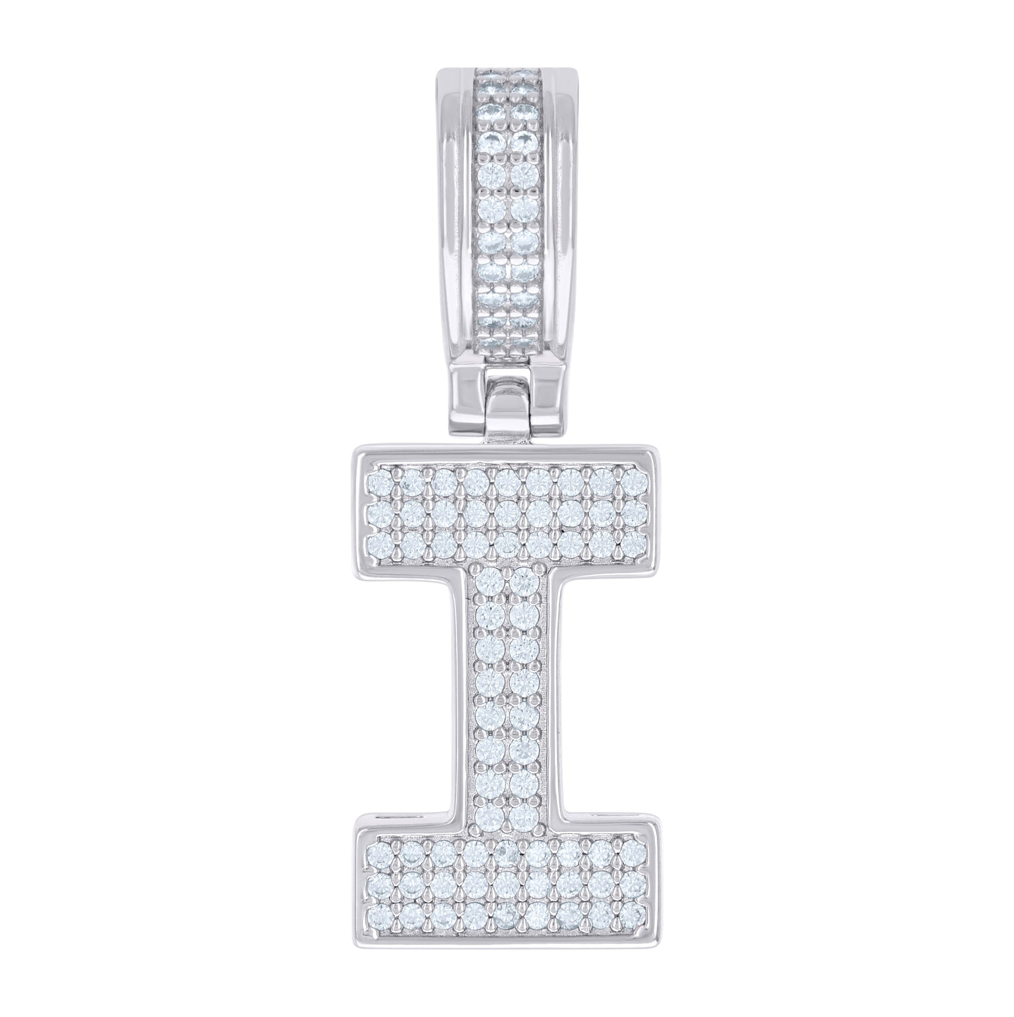 Sterling Silver Or Yellow-tone Unisex Cubic-Zirconia Initial Letter Charm Pendant