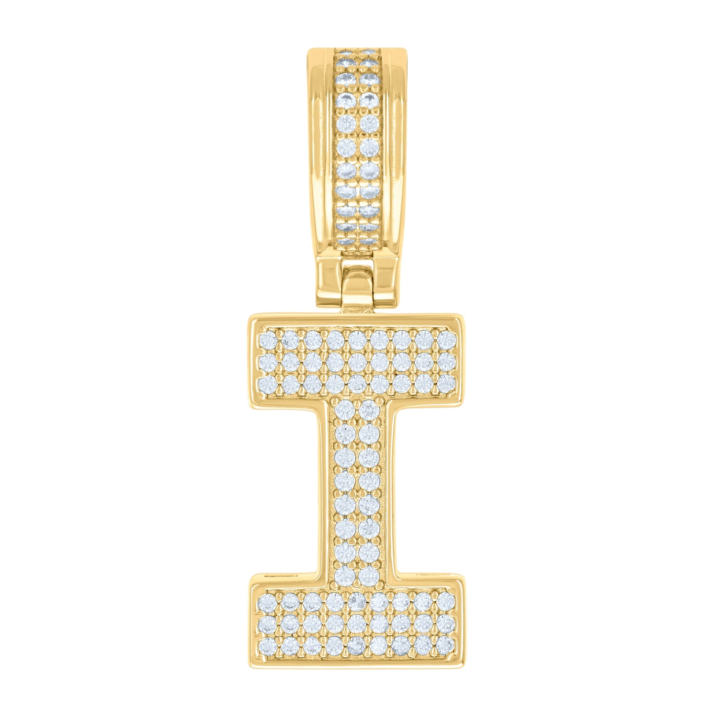 Sterling Silver Or Yellow-tone Unisex Cubic-Zirconia Initial Letter Charm Pendant