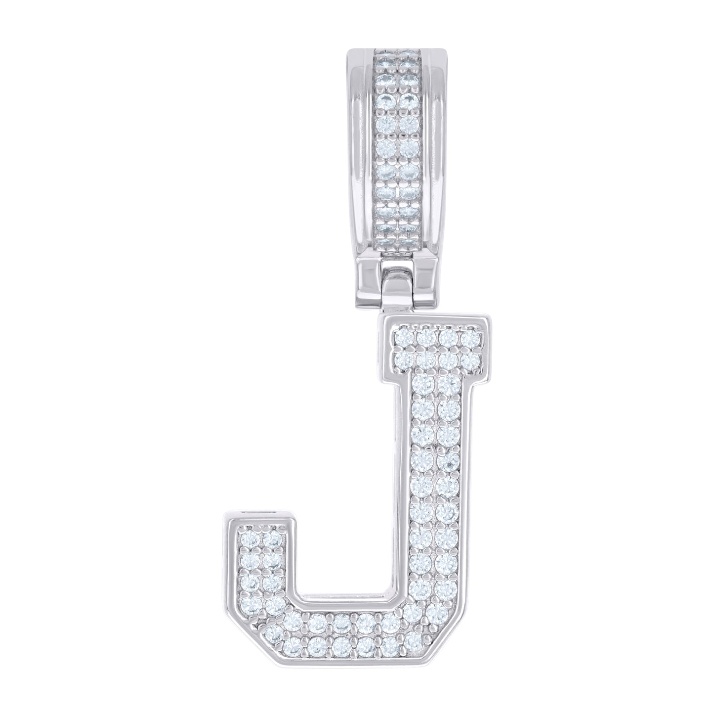 Sterling Silver Or Yellow-tone Unisex Cubic-Zirconia Initial Letter Charm Pendant