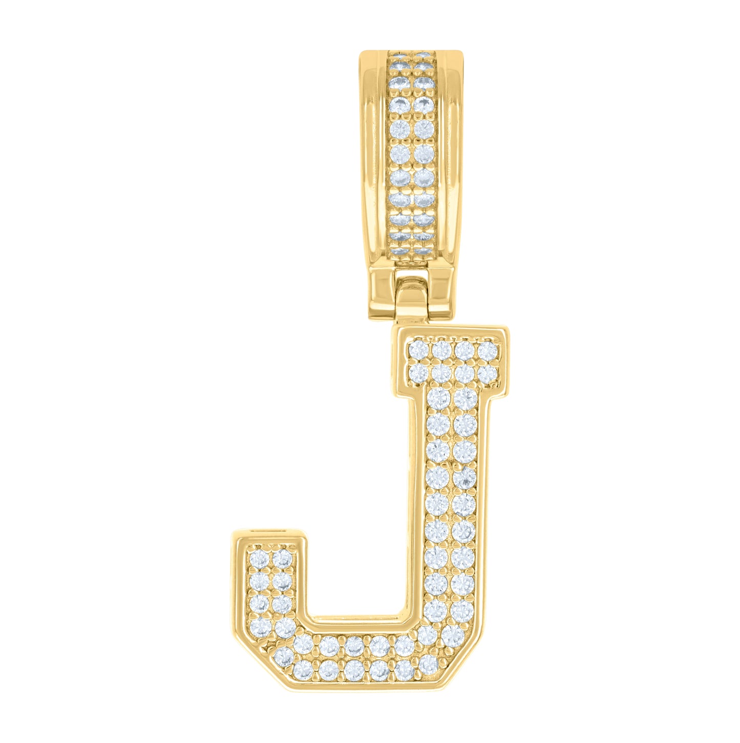 Sterling Silver Or Yellow-tone Unisex Cubic-Zirconia Initial Letter Charm Pendant
