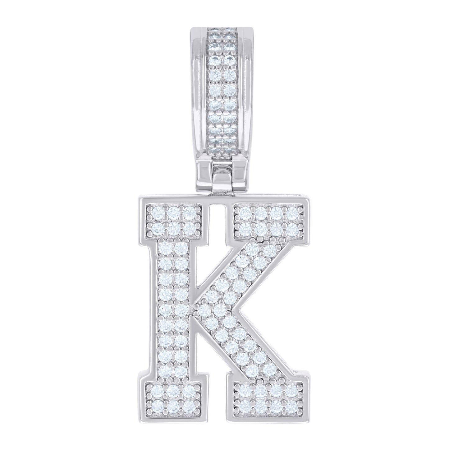 Sterling Silver Or Yellow-tone Unisex Cubic-Zirconia Initial Letter Charm Pendant