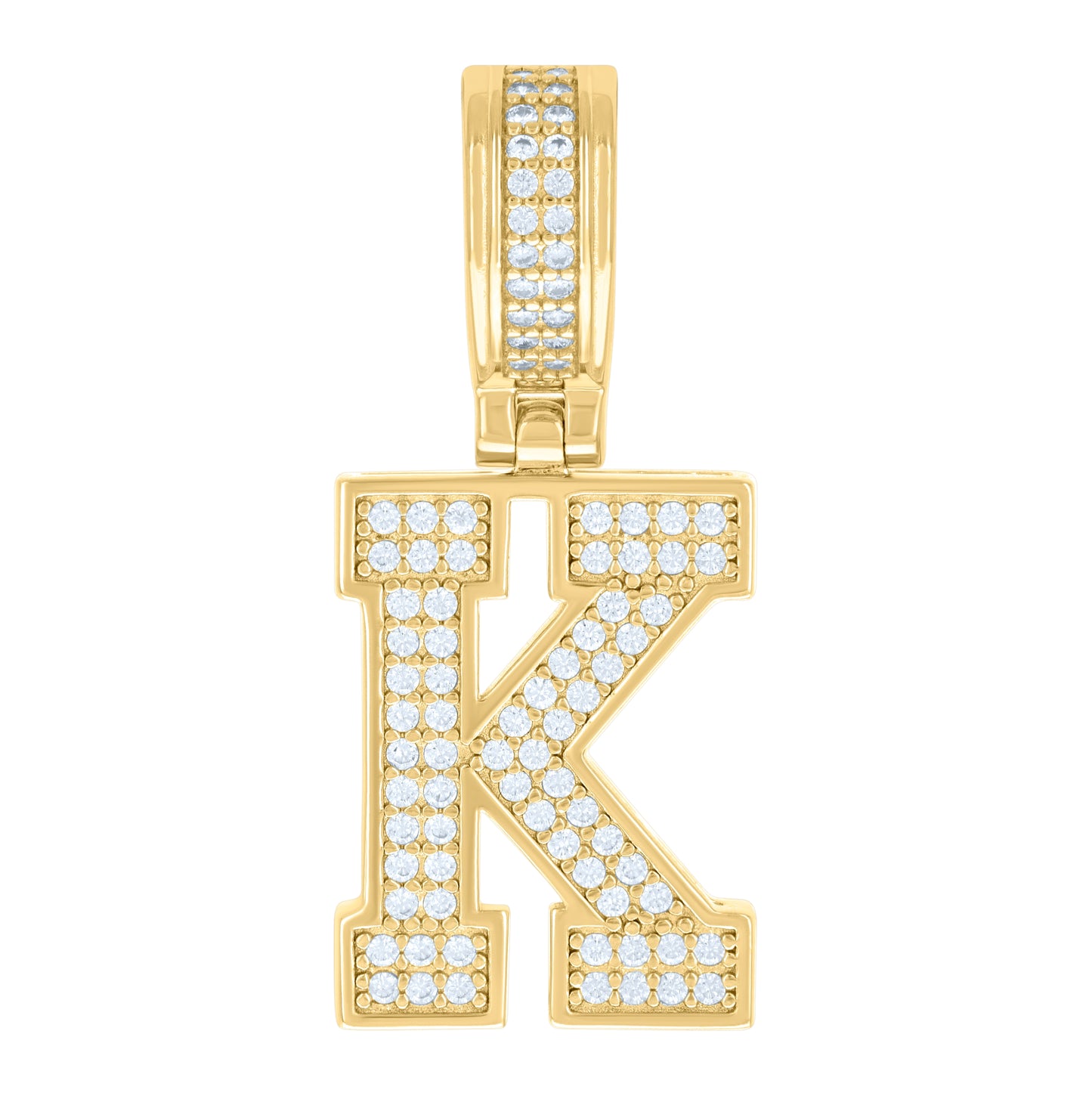 Sterling Silver Or Yellow-tone Unisex Cubic-Zirconia Initial Letter Charm Pendant
