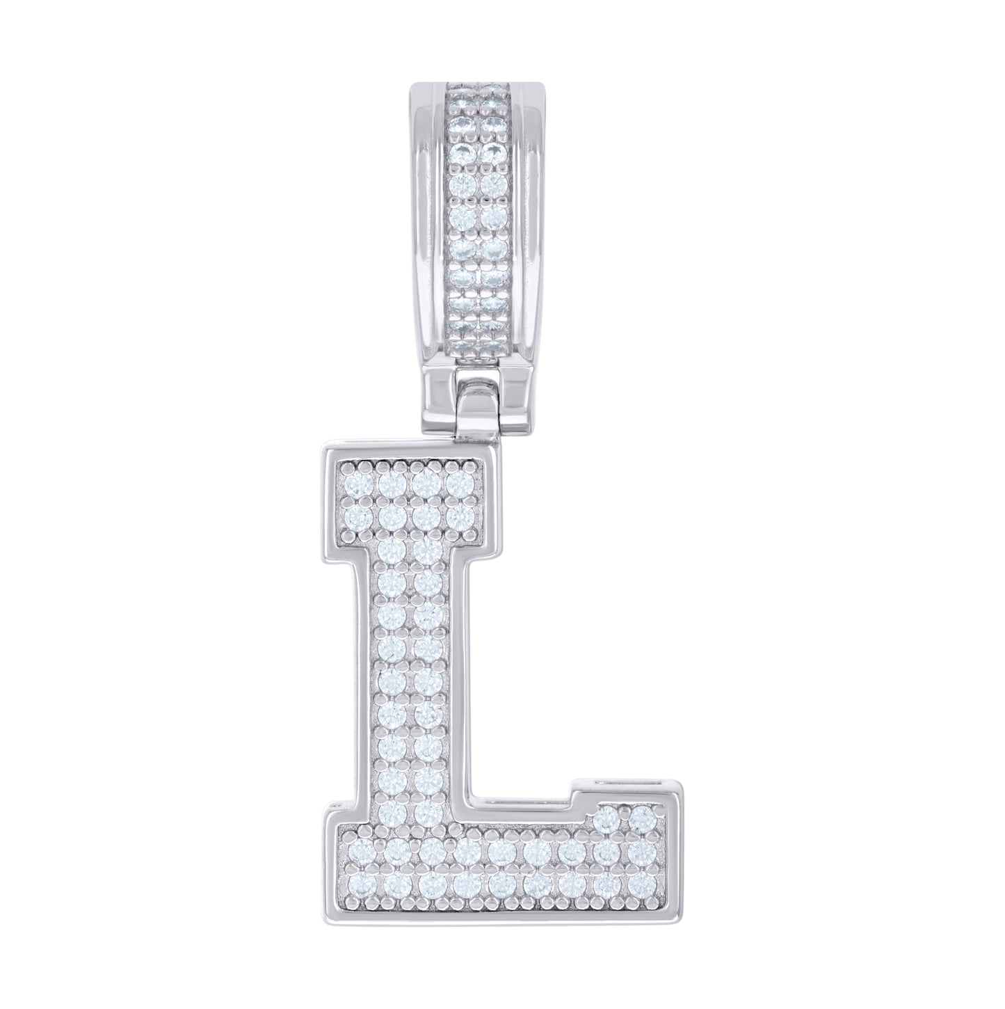 Sterling Silver Or Yellow-tone Unisex Cubic-Zirconia Initial Letter Charm Pendant