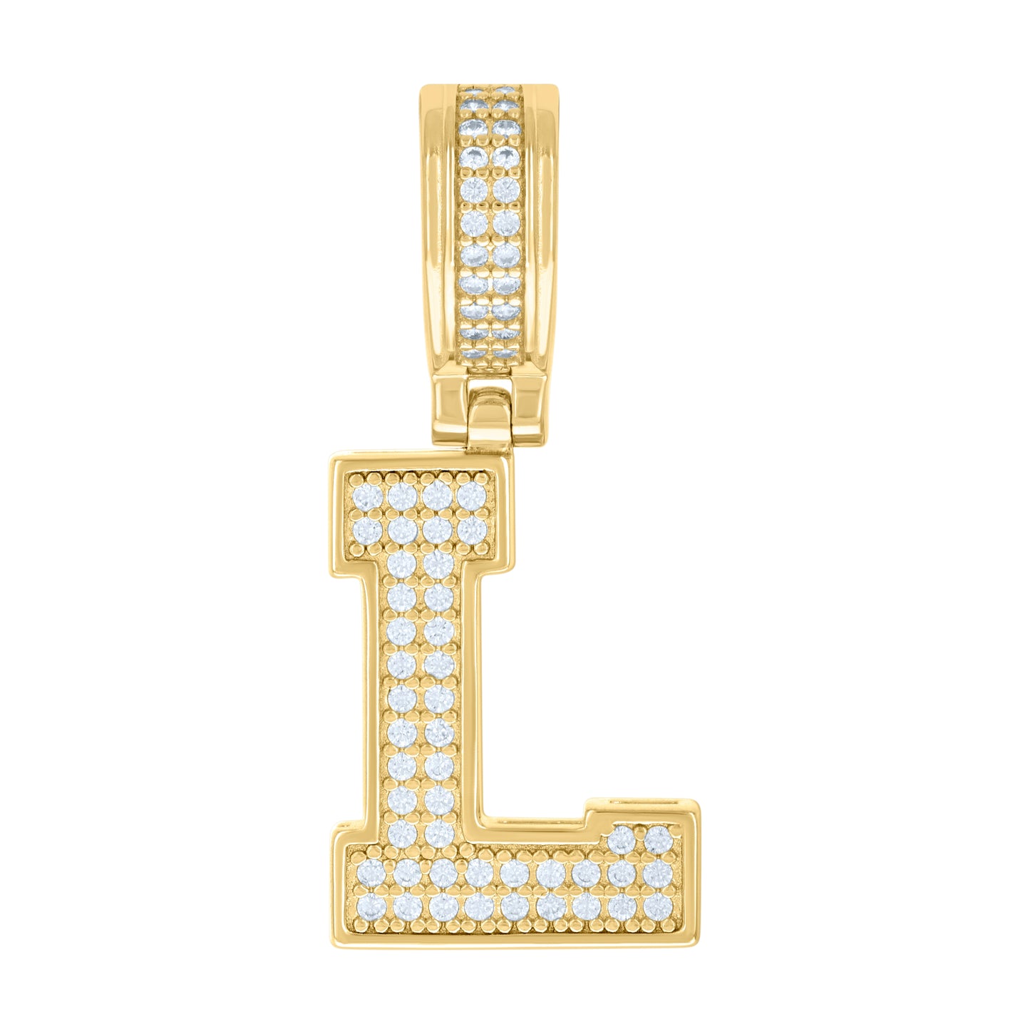 Sterling Silver Or Yellow-tone Unisex Cubic-Zirconia Initial Letter Charm Pendant