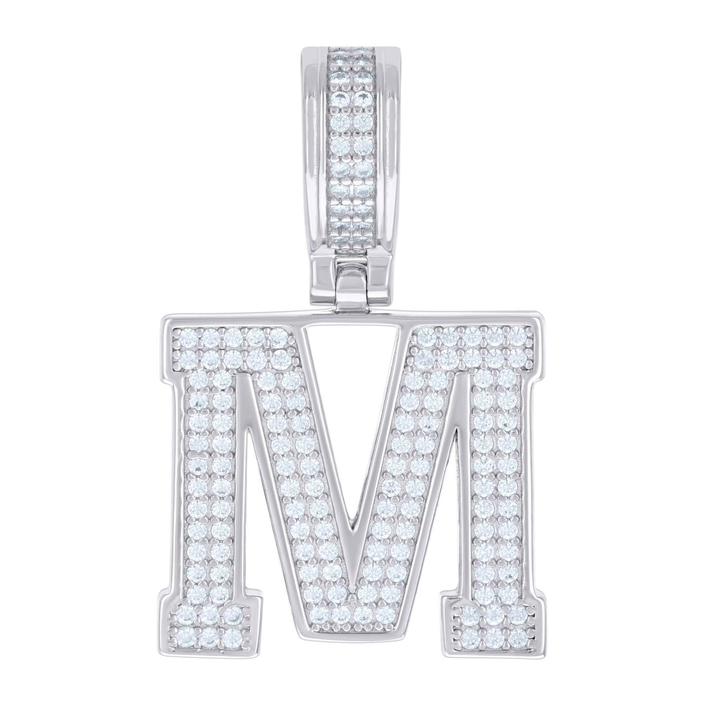 Sterling Silver Or Yellow-tone Unisex Cubic-Zirconia Initial Letter Charm Pendant