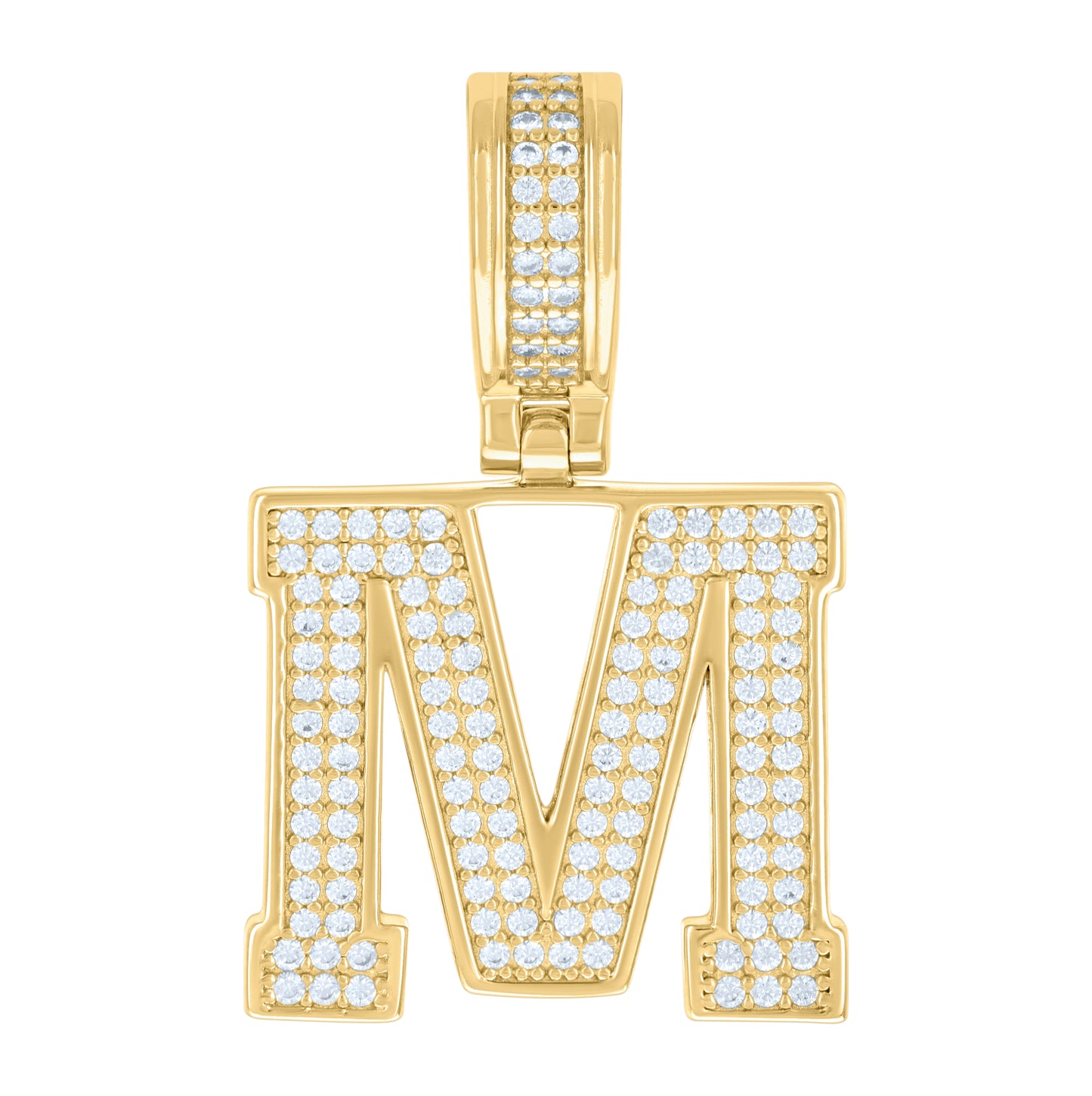 Sterling Silver Or Yellow-tone Unisex Cubic-Zirconia Initial Letter Charm Pendant