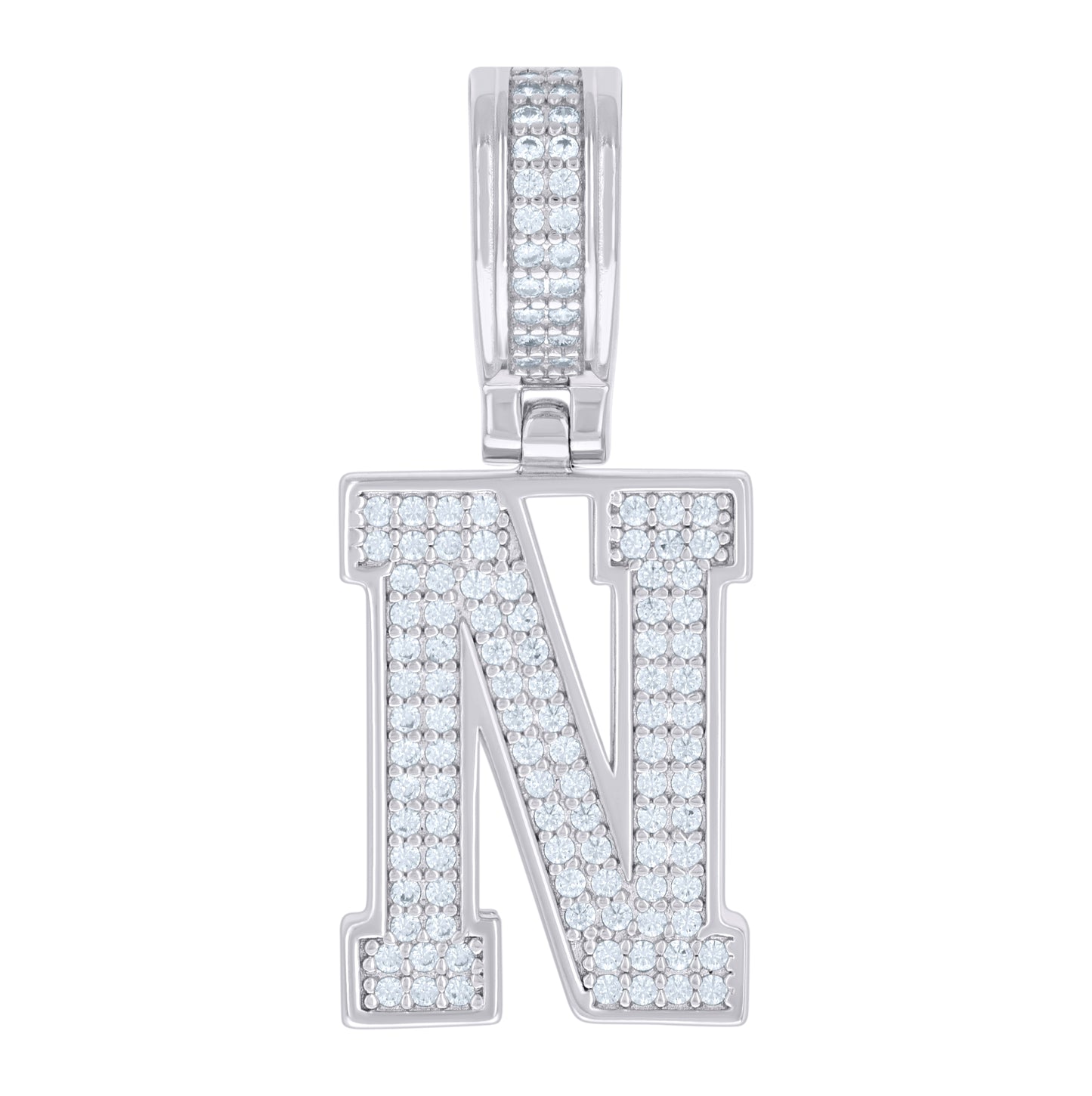 Sterling Silver Or Yellow-tone Unisex Cubic-Zirconia Initial Letter Charm Pendant