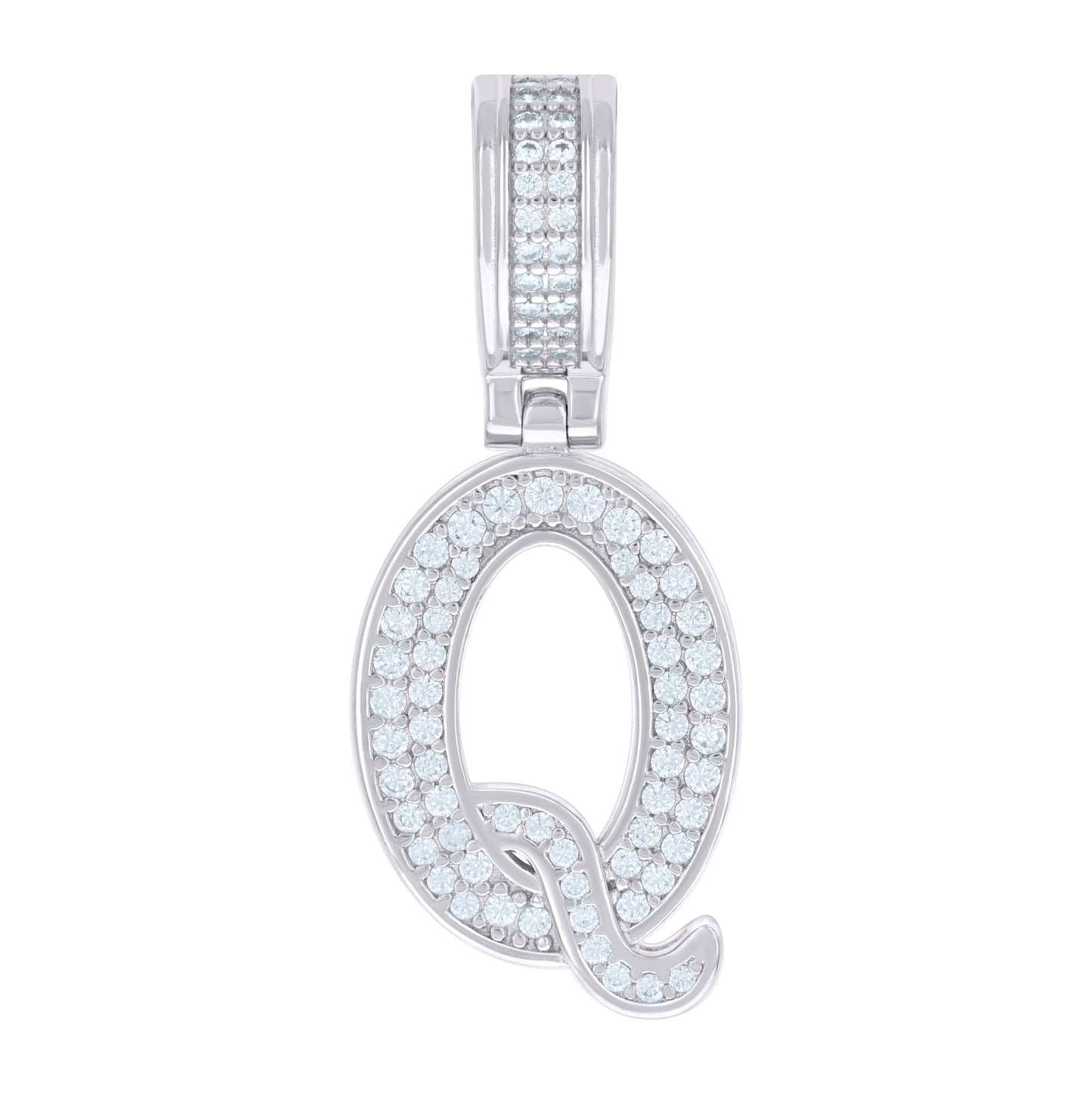 Sterling Silver Or Yellow-tone Unisex Cubic-Zirconia Initial Letter Charm Pendant