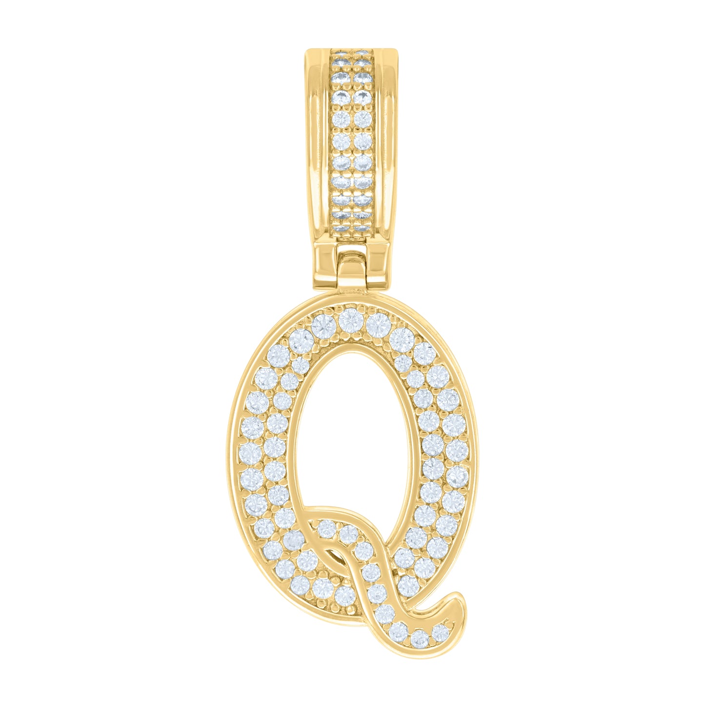 Sterling Silver Or Yellow-tone Unisex Cubic-Zirconia Initial Letter Charm Pendant