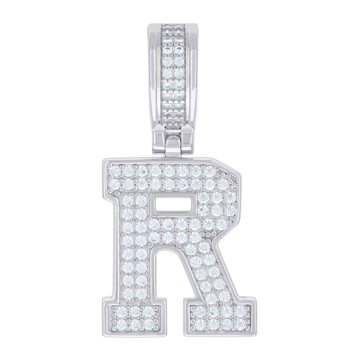 Sterling Silver Or Yellow-tone Unisex Cubic-Zirconia Initial Letter Charm Pendant