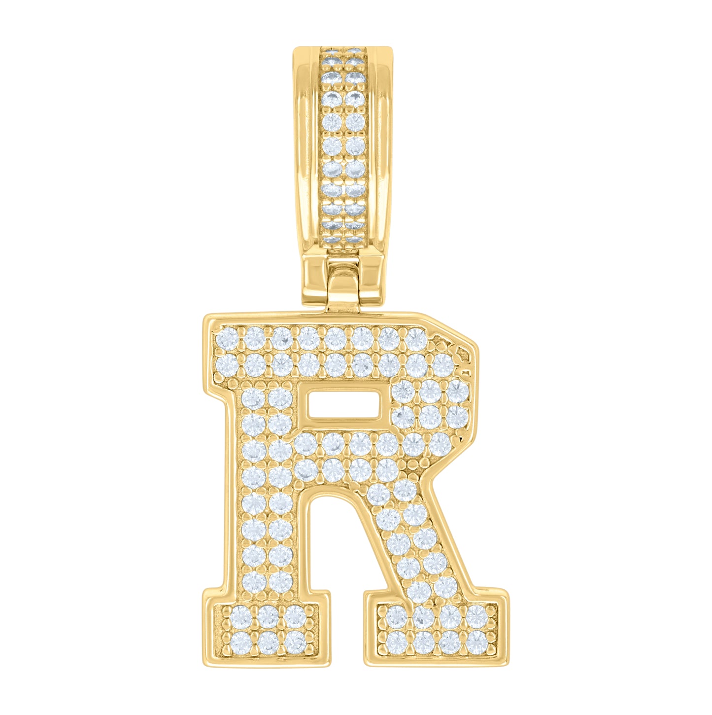 Sterling Silver Or Yellow-tone Unisex Cubic-Zirconia Initial Letter Charm Pendant