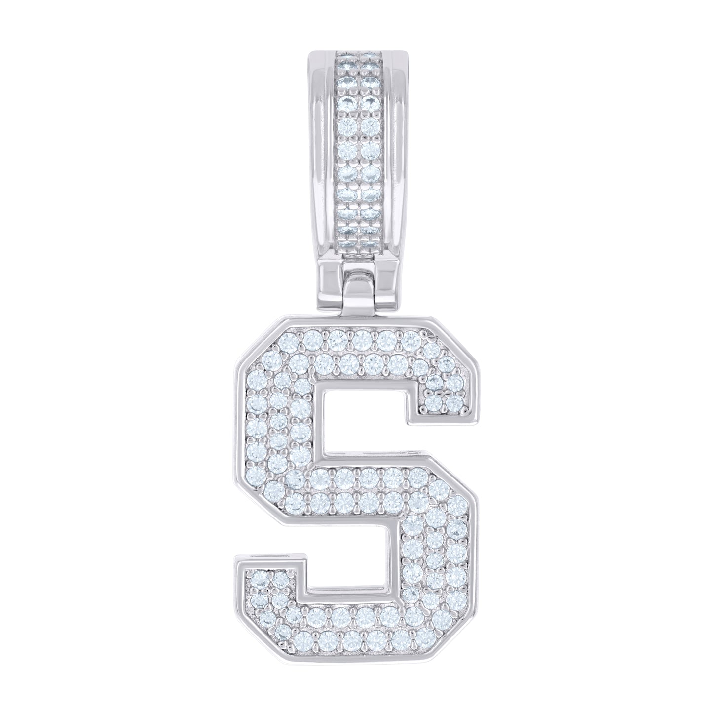 Sterling Silver Or Yellow-tone Unisex Cubic-Zirconia Initial Letter Charm Pendant