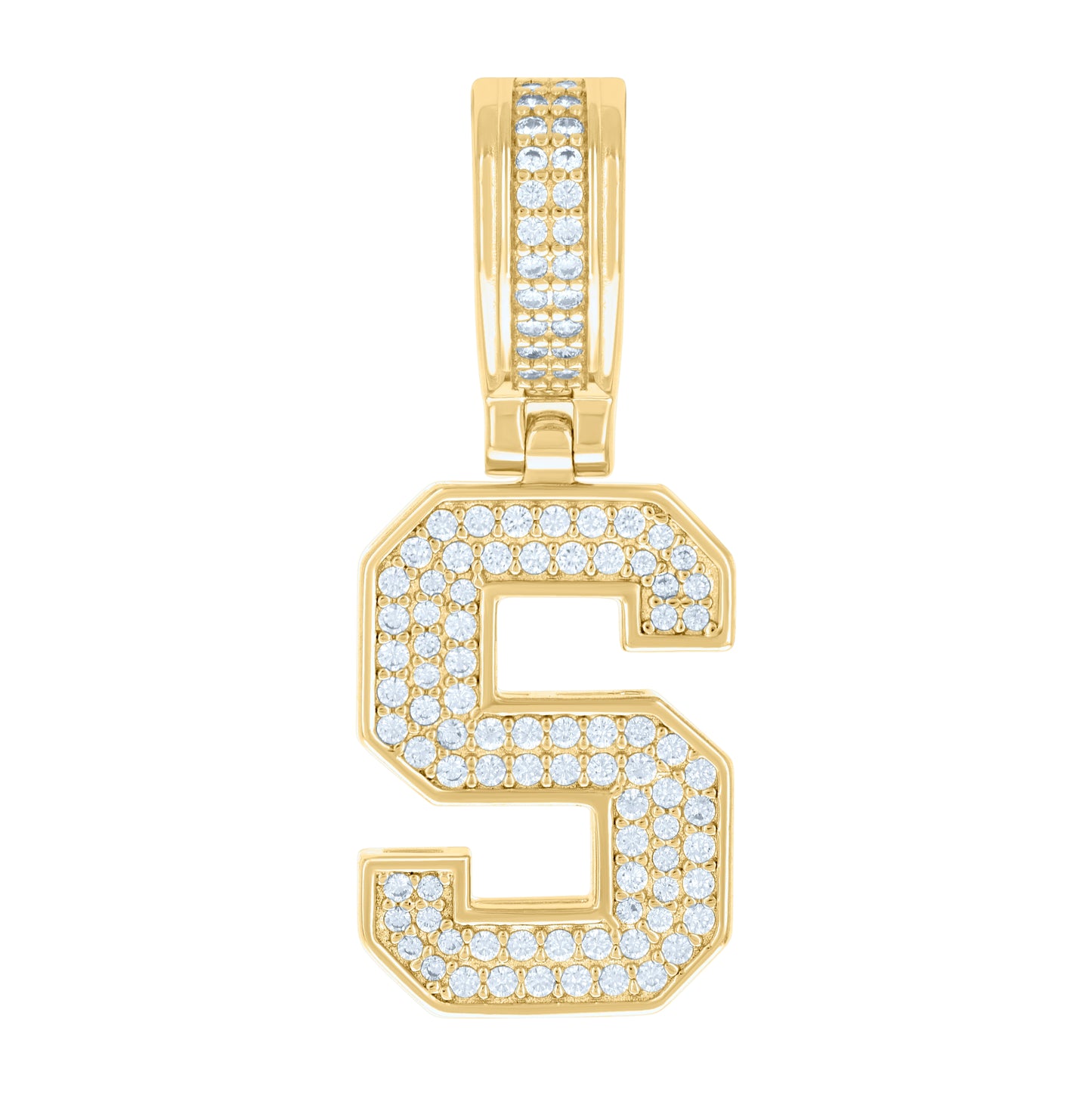 Sterling Silver Or Yellow-tone Unisex Cubic-Zirconia Initial Letter Charm Pendant