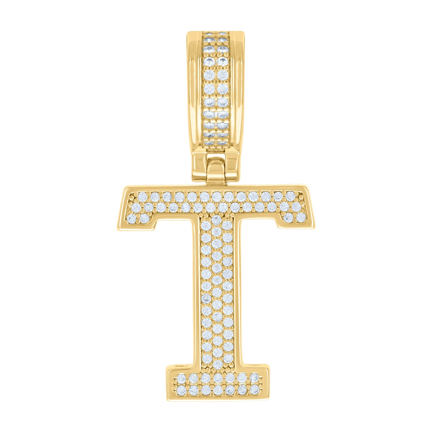 Sterling Silver Or Yellow-tone Unisex Cubic-Zirconia Initial Letter Charm Pendant