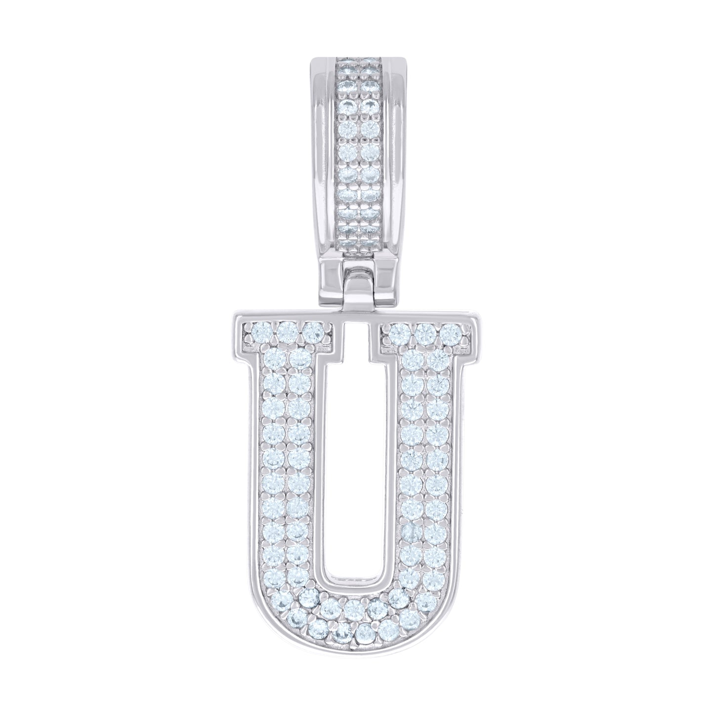 Sterling Silver Or Yellow-tone Unisex Cubic-Zirconia Initial Letter Charm Pendant