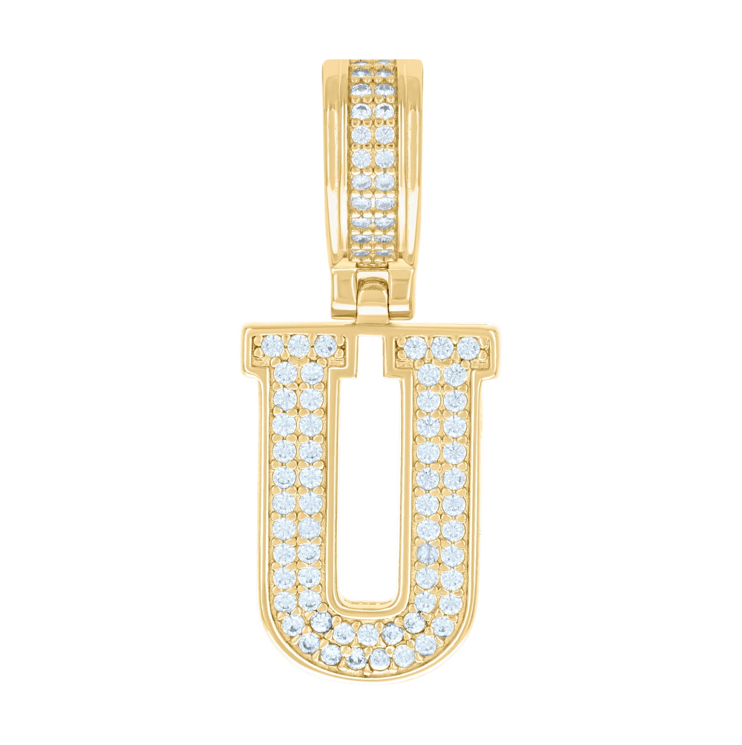 Sterling Silver Or Yellow-tone Unisex Cubic-Zirconia Initial Letter Charm Pendant